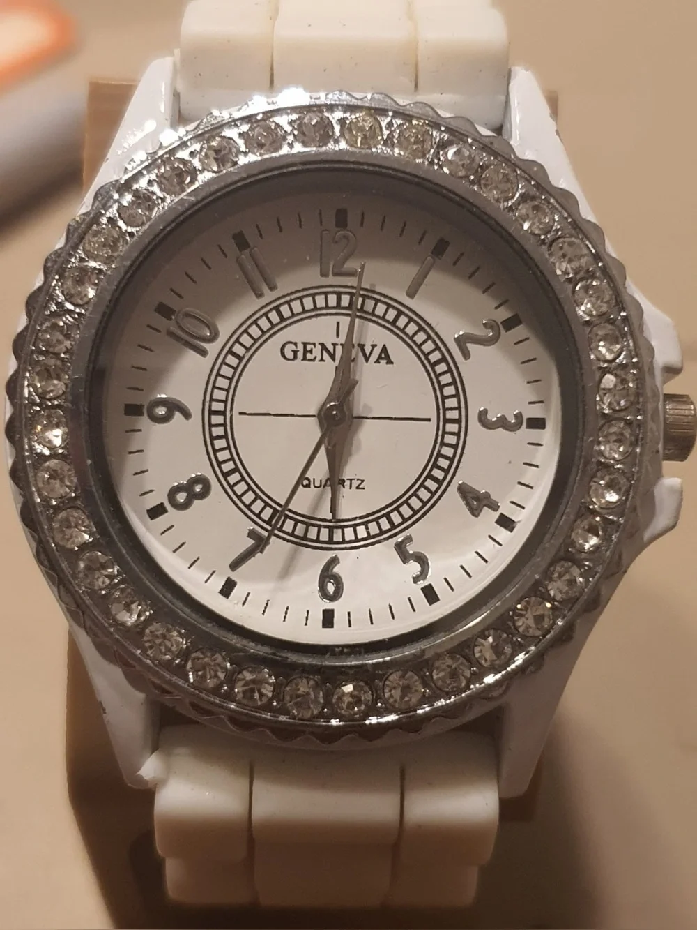 🦋10/$20🦋 Geneva Silver/White Rhinestone Silicone Women's Watch
